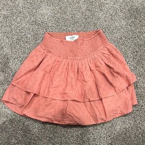 Hollister Pink Bubble Mini Skirt with Smocked Tiered Design
